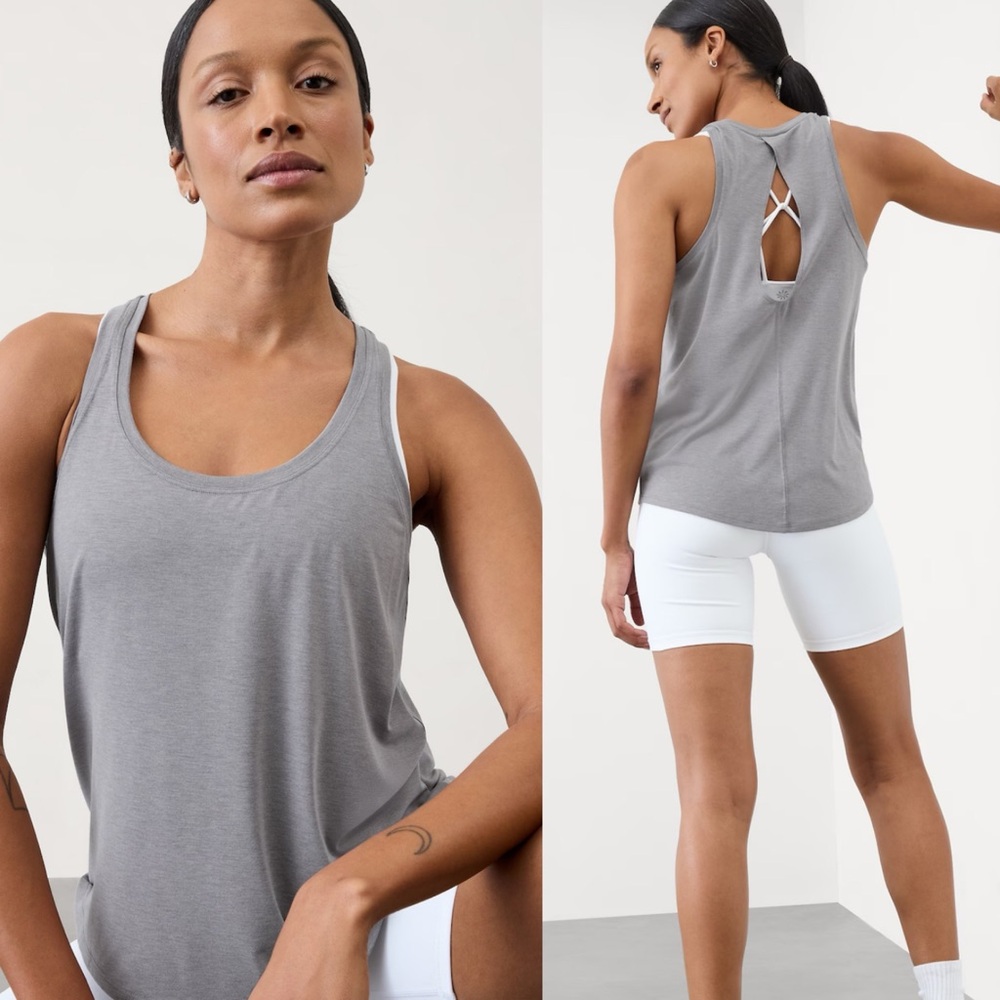 Athleta Gray Sleeveless Women's Top with open keyhole back